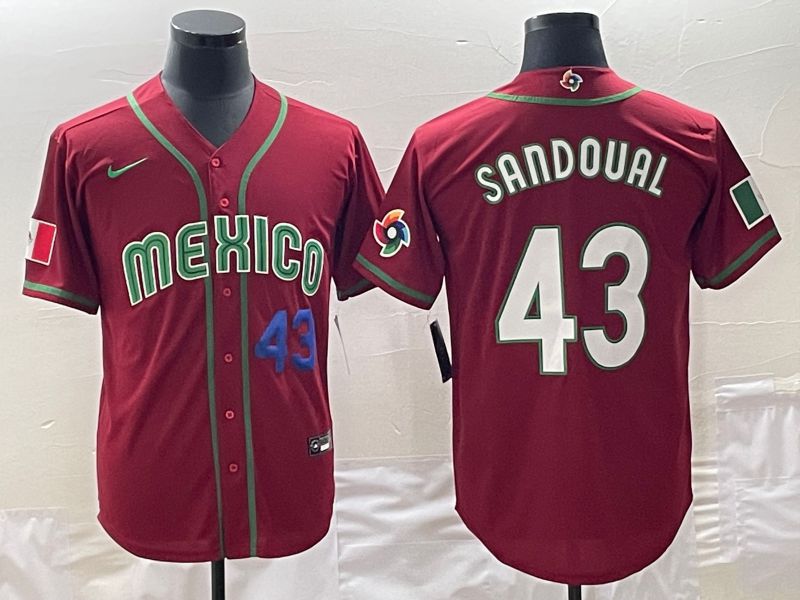 Men 2023 World Cub Mexico #43 Sandoual Red Nike MLB Jersey6